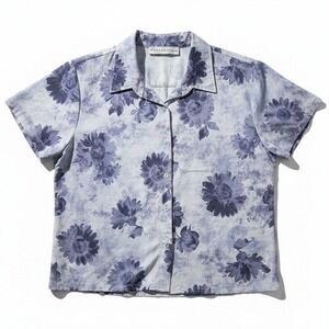 Giorgio Fiorlini Collection Blue Floral Sunflower Button Down, Women's XL, USA